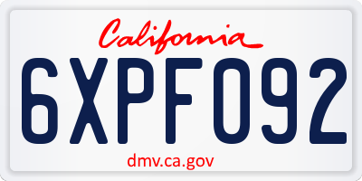 CA license plate 6XPF092