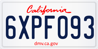 CA license plate 6XPF093