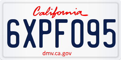 CA license plate 6XPF095