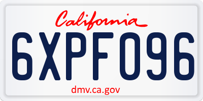 CA license plate 6XPF096