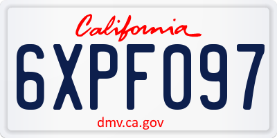 CA license plate 6XPF097