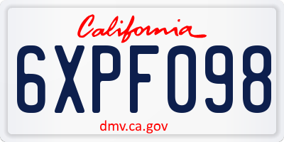 CA license plate 6XPF098