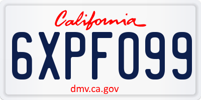 CA license plate 6XPF099