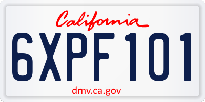 CA license plate 6XPF101