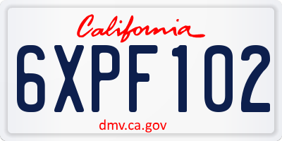 CA license plate 6XPF102