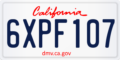 CA license plate 6XPF107