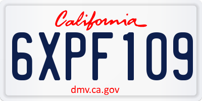 CA license plate 6XPF109