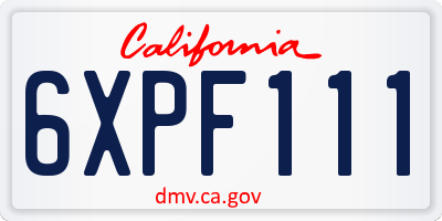 CA license plate 6XPF111