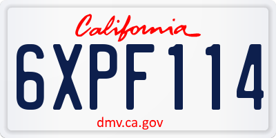 CA license plate 6XPF114