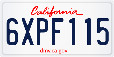 CA license plate 6XPF115