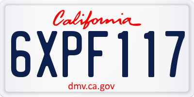 CA license plate 6XPF117