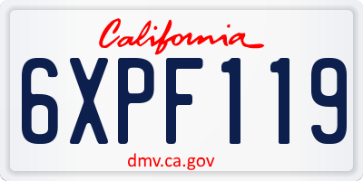 CA license plate 6XPF119