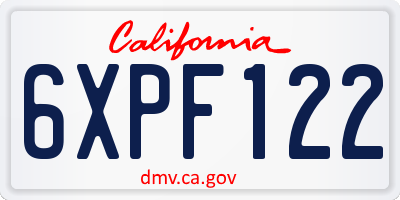 CA license plate 6XPF122