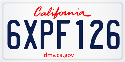 CA license plate 6XPF126