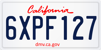 CA license plate 6XPF127