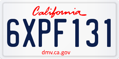 CA license plate 6XPF131