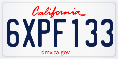 CA license plate 6XPF133
