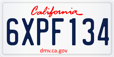 CA license plate 6XPF134