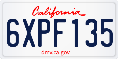 CA license plate 6XPF135