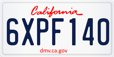 CA license plate 6XPF140