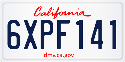CA license plate 6XPF141