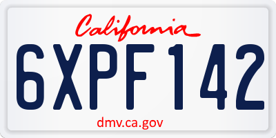 CA license plate 6XPF142