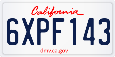 CA license plate 6XPF143
