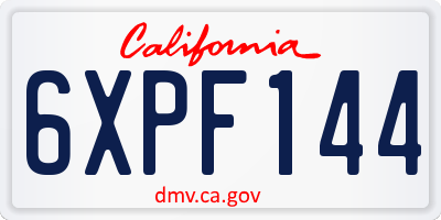 CA license plate 6XPF144
