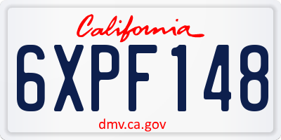 CA license plate 6XPF148