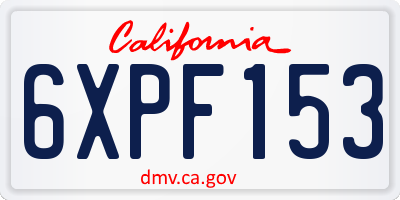 CA license plate 6XPF153