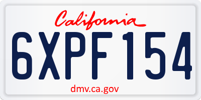 CA license plate 6XPF154