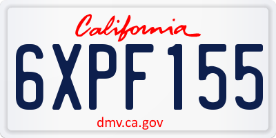 CA license plate 6XPF155