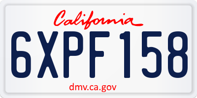CA license plate 6XPF158