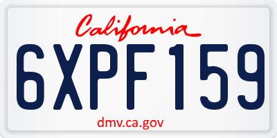 CA license plate 6XPF159