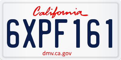 CA license plate 6XPF161