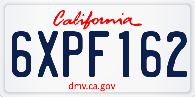 CA license plate 6XPF162