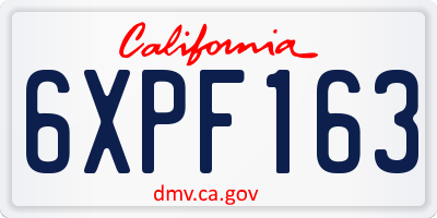 CA license plate 6XPF163