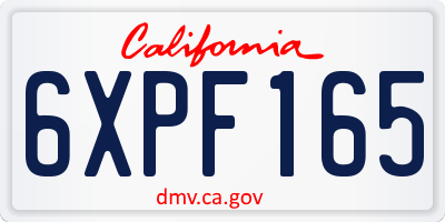 CA license plate 6XPF165