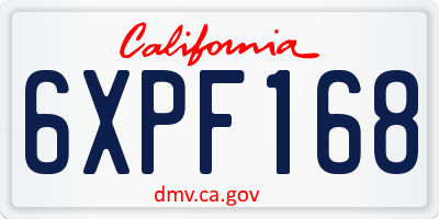 CA license plate 6XPF168