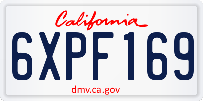 CA license plate 6XPF169