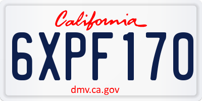 CA license plate 6XPF170