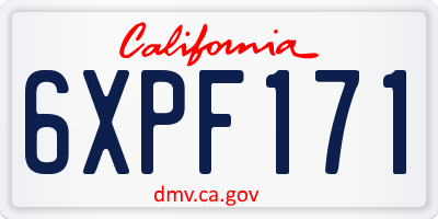 CA license plate 6XPF171