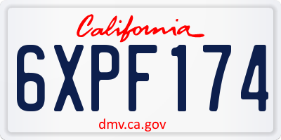 CA license plate 6XPF174