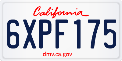 CA license plate 6XPF175