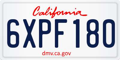 CA license plate 6XPF180