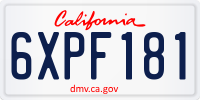 CA license plate 6XPF181