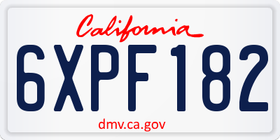 CA license plate 6XPF182
