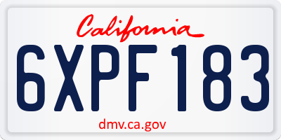 CA license plate 6XPF183
