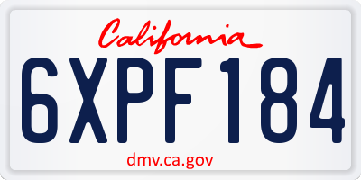 CA license plate 6XPF184
