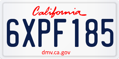 CA license plate 6XPF185
